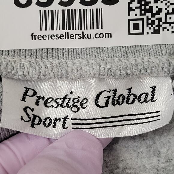 Vintage 90s MOD Collared Sweatshirt Womens M 18x23 Gray White Blue - Picture 6 of 12